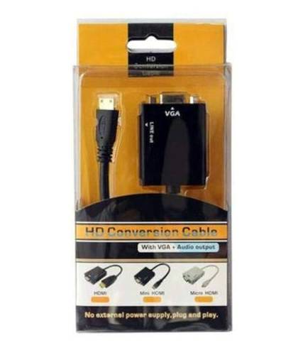 Cabo Adaptador Conversor Hdmi Vga P2 Auxiliar Áudio Hd