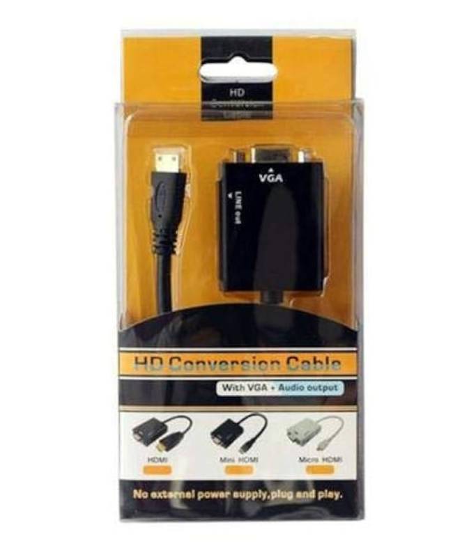 Cabo Adaptador Conversor Hdmi Vga P2 Auxiliar Áudio Hd