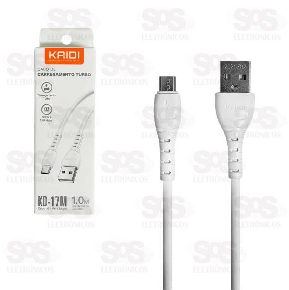 Cabo De Dados Usb/v8 1 Mkd-17m Kaidi Branco Kaidi